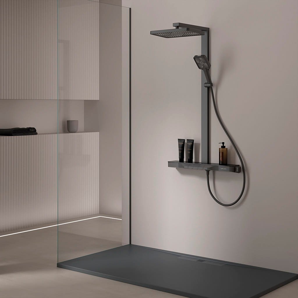 1 (1) Columna de baño ducha con repisa en cristal templado IDALIA - Imagen 1